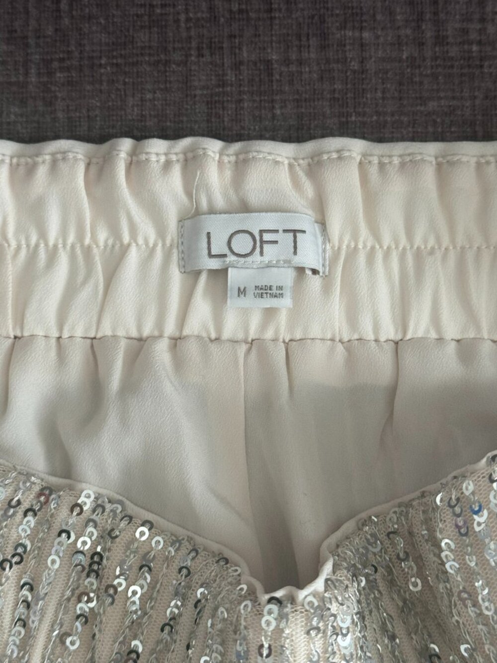 Loft Sequin Jogger Pants Cream Womens Pants Sz Medium Holiday Party Dressy - Picture 3 of 10